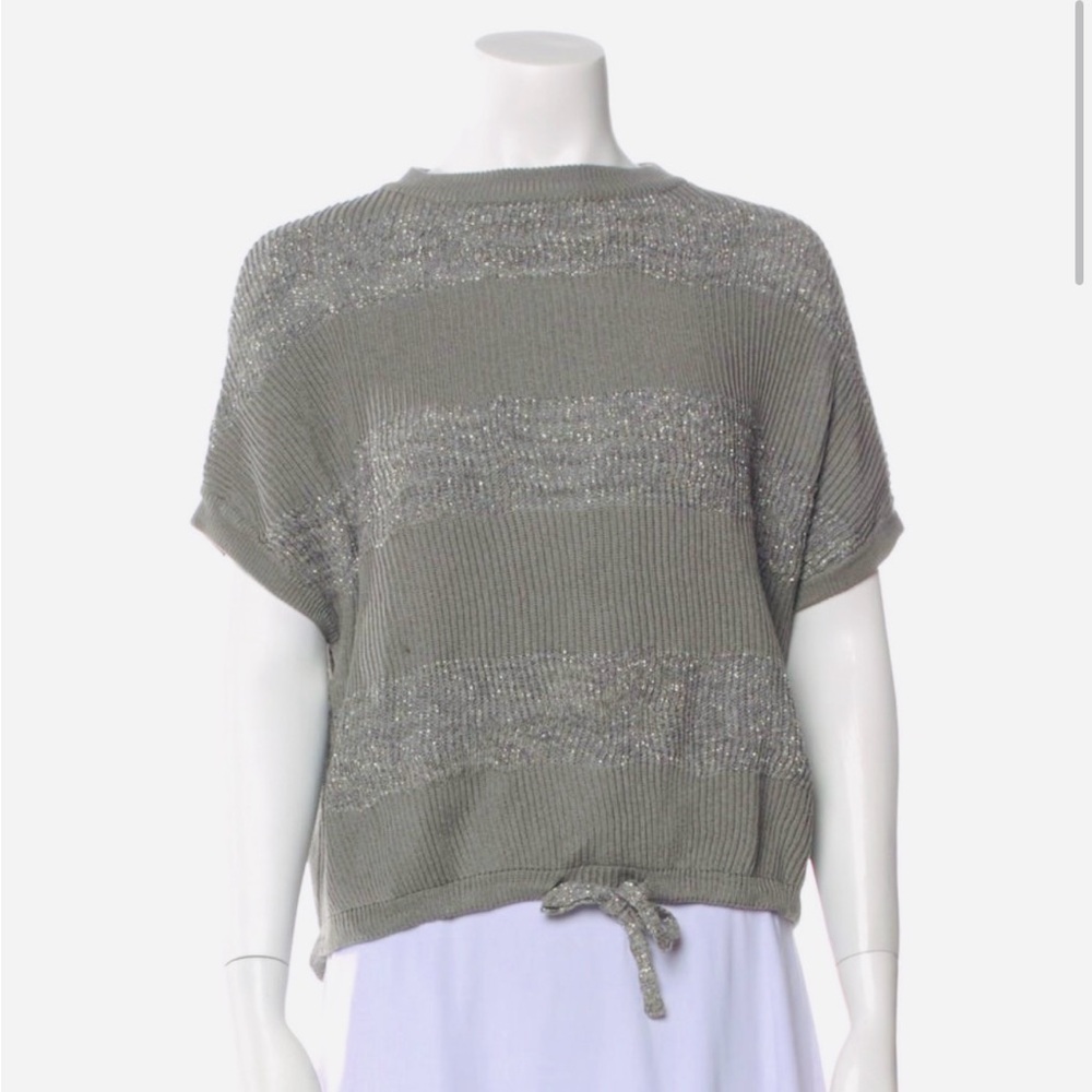 Italian Fabiana filippi Gray pull on Knit Top short sleeve US S, 4-6